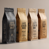 Sacs à café en papier kraft 500g avec valve durable et fermeture à glissière en plastique gaufré à fond plat Doypack