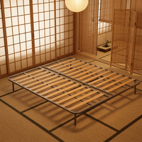 Cadre de lit pliant en métal et bois de hêtre écologique, durable, pour chambre et bureau, avec sommier à lattes fines, design robot, pour lits sous lit peu encombrants