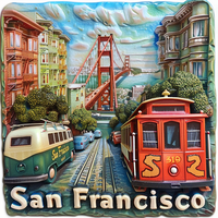 Nouveauté 2026 : Aimant de réfrigérateur personnalisé en résine 3D San Francisco et aimant de frigo souvenir touristique