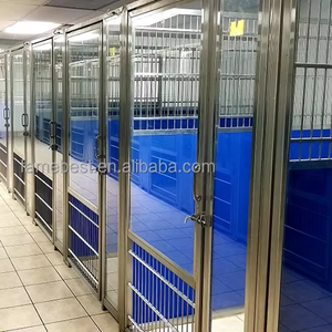 กรงสุนัขสแตนเลสแบบแผงสีพร้อมประตูกระจกสำหรับรับฝากสุนัข - Product Image 2