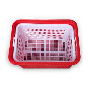 Peng Gong Rectangular Plastic Storage Basket With Handles Multi Purpose Neatening Storage - Product Image 1
