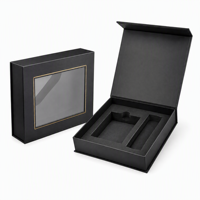 Boîte cadeau magnétique noire mate, emballage de luxe personnalisé en carton rigide avec fenêtre pour l'électronique, les montres, les bijoux, vente en gros OEM