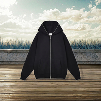 Sweat à capuche zippé pour homme, tendance mode, en polaire unie 430 g/m², épais, épaules tombantes, hiver, 100 % coton, séchage rapide, broderie 3D