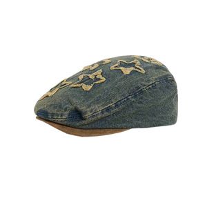 Denim Newsboy Hut Für Frauen - Baggy Baker Boy Cap Mit Kordelzug