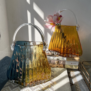 Sac à main de luxe léger panier vase en <span class=keywords><strong>verre</strong></span> transparent décoration de salon porte-monnaie <span class=keywords><strong>fleur</strong></span> Vases en <span class=keywords><strong>verre</strong></span> et cristal - Product Image 6