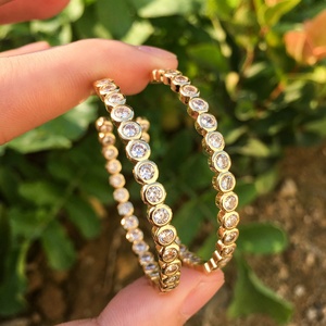 Vintage Jewelry Eco-friendly Copper Gold Plated Micro Pave Color Zircon <b>Large</b> <b>Hoop</b> Earrings for Women Bold Sensual Style - Product Image 4