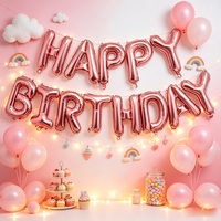 Kit de ballons en feuille d'aluminium pour bannière Joyeux Anniversaire avec lettres de l'alphabet, ballons Mylar de 16 pouces pour la décoration de fond de fête, comprenant une paille et du ruban adhésif