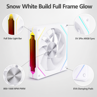 Ventilador para Caja de PC SNOWMAN GK120-ARGB-WH de 120 mm, Blanco, ARGB, PWM, Rodamiento Hidráulico, 5V, 3 Pines, Sincronización en Cadena, Venta al Por Mayor