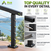 Système de garde-corps pour terrasse, poteau en métal noir sur mesure, balustrade en fil d'acier inoxydable