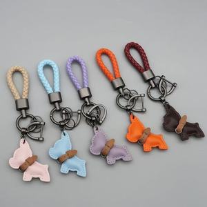 LLavero de cuero PU al por mayor de fábrica, llavero de Francés <span class=keywords><strong>Bulldog</strong></span>, bonito llavero de coche de dibujos animados para tienda de coches - Product Image 4