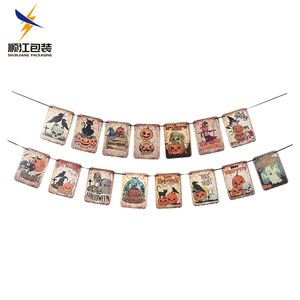 Bannière décorative pour fête à thème Halloween, toile de fond murale, vente en gros, design coloré, lettres Happy Halloween, bannière plate - Product Image 2