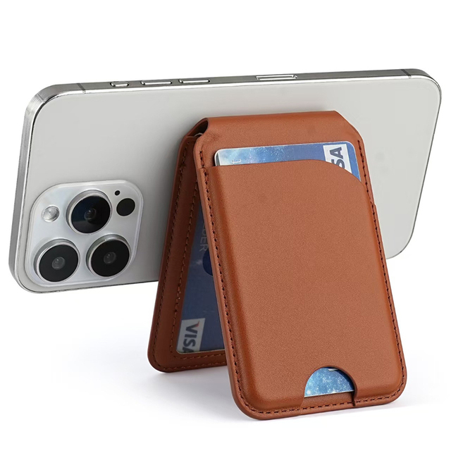 Custom Magnetic Travel Wallet for Phone Lightweight Magnetic Phone Pouch Stand Adjustable Leather Mag-Safe Card Holder for Phone