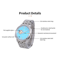 Montre mécanique automatique de luxe pour homme Haiou, style business, aiguilles, étanche 50 bars, verre saphir plat, acier inoxydable 316