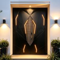 Puerta Pivotante de Madera de Seguridad con Diseño Personalizado y Grabado 3D de Lujo, Puertas Frontales de Aluminio para Exteriores de Villas y Casas