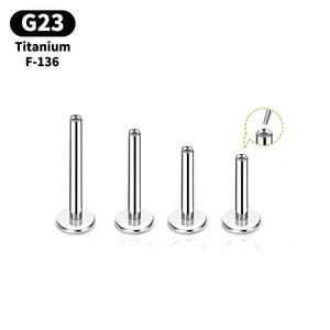 Implantaatkwaliteit G23 Titanium Niet-Schroefdraad <span class=keywords><strong>Labret</strong></span> Duwpen Geperforeerde Sieraden Lip Ring Alleen In <span class=keywords><strong>Labret</strong></span> Paal - Product Image 3