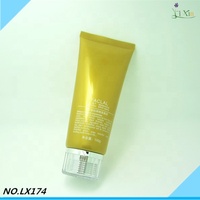 Tubes souples en aluminium/plastique jaune or, emballages ronds vides pour cosmétiques, crème BB, bouchon acrylique, modèle LX174 LIXIN/OEM