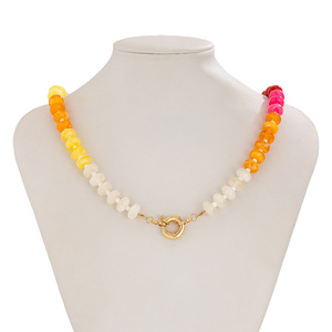 Collar de cuentas de arcoíris, collar de eslabones de cadena acrílica, cadena de clavícula con cuentas, collar dulce, joyería - Product Image 1