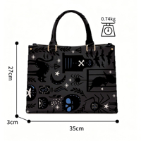 Sac à main gothique personnalisé avec logo, petit MOQ 50 pièces, motif sorcellerie tendance, sac fourre-tout de luxe noir à bandoulière pour marques en ligne