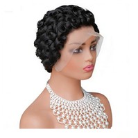 Perruque en cheveux humains 100% Chioma pour boucles pixie, vente flash, 13x4 pour dentelle frontale, noir naturel, longueur étirée 10 pour les personnes noires