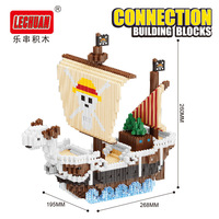 Nouveautés Collection assemblé Anime One Going joyeux pièce modèle mille briques ensoleillées Linkgo bateau Pirate bloc de construction jouets