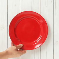 Service de table en céramique classique de haute qualité, couleur rouge unie, pour Noël, vente en gros, assiette, plat, bol, tasse, service de table personnalisé