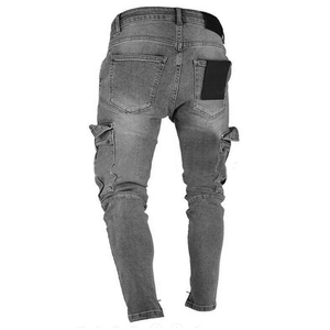 <span class=keywords><strong>Jeans</strong></span> da Uomo all'Ingrosso, Pantaloni in Denim Cargo <span class=keywords><strong>con</strong></span> Grande Tasca Applicata sul Ginocchio - Product Image 6