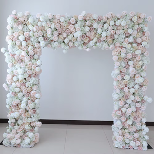 Декоративная арка для свадьбы 2,4х2,4 м, цветочная дорожка на стол, белые и розовые искусственные розы, 3D-панель для декора стен, складная конструкция - Product Image 4