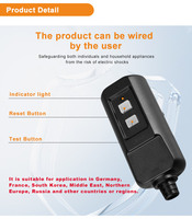 Dispositifs portables de protection contre les courants résiduels (RCD) 16A IP54, prise PRCD, disjoncteur, protection contre les surtensions pour appareils ménagers 220~250V