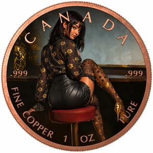 Pièce de monnaie commémorative personnalisée sur le thème du Canada, 1 oz, en cuivre fin plaqué or .999, avec relief 3D et impression UV, portrait féminin, objet de collection - Product Image 1