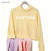 Sweat à capuche court coupe ample pour femme en molleton bouclette, 10 couleurs tons terre, à épaules tombantes, style preppy
