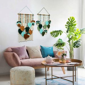 Tapiz de Pared de Macramé con Hojas de Estilo Nórdico Bohemio para Decoración de Fondo de Sala de Estar, Dormitorio y Hogar - Product Image 3