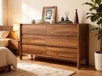 Lemari Laci 6 Laci Modern dengan Sambungan Kayu, Kabinet Penyimpanan Kayu Bergaya Mid-Century untuk Kamar Tidur, Rumah Sakit, Ruang Tamu, Ramah Lingkungan