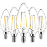 Ampoules LED TSINYE 3W Vintage, lumière de bougie, blanc chaud 2700K, ampoules Edison pour ventilateur de plafond, ampoule LED à filament en forme de bougie