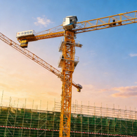 Grue à tour à plateforme plate de 8 tonnes de capacité de charge QTZ125 6015, hauteur libre de 42,8 m, fournisseur de grues à tour avec certification CE