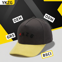 Gorra Premium Ecológica de 5 Paneles, Amarilla y Blanca, de Dos Tonos, con Cierre a Presión, Bordado 3D de Alta Calidad, OEM ODM