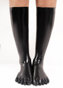 Chaussettes Hautes 100% <span class=keywords><strong>Latex</strong></span> Très Populaires, Chaussettes Longues Fétichistes Noires en <span class=keywords><strong>Latex</strong></span>, Chaussettes à Orteils en Caoutchouc <span class=keywords><strong>Latex</strong></span> pour Soirée Cosplay - Product Image 4