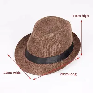 Sombrero de paja de Panamá de moda al por mayor, gorra de verano para playa, sombrero vaquero unisex de ala ancha estilo gangster - Product Image 5