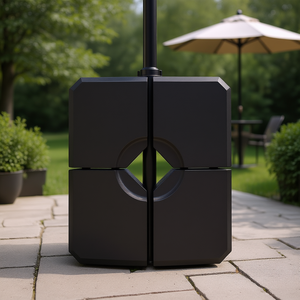 Base per Ombrellone a Sbalzo 264 Lb in Resina con Scanalature Nere per Ombrelloni da Esterno e Arredamento da Giardino - Product Image 2