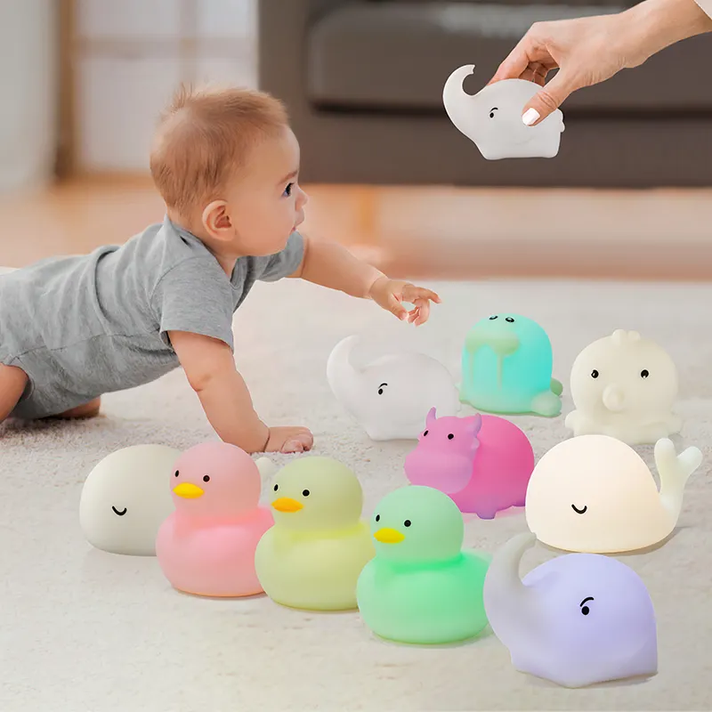 animal waterproof toddler children kids baby bedside bathroom toy touch portable rabbit cat cute silicone night lamp lights