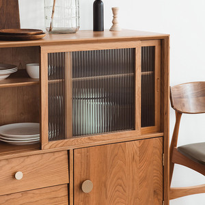 Aparador Euler Well-Field de madera de cerezo con puertas de vidrio para comedor - Product Image 4