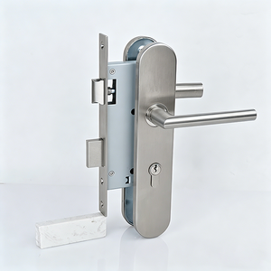 Poignées de <span class=keywords><strong>porte</strong></span> en acier inoxydable 304 de type L sur <span class=keywords><strong>plaque</strong></span> longue pour portes en bois et en acier - Product Image 3