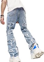 Nouvel arrivage de jeans noirs pour hommes, jeans déchirés déchirés, pantalons en denim déchirés, pantalons de rue pour hommes, pantalons Hip Hop