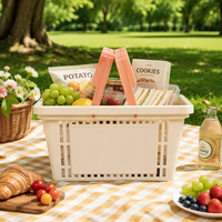 Panier de pique-nique extérieur grand format en PP, panier de courses portable en plastique durable pour transporter aliments, boissons et collations pour les voyages en camping