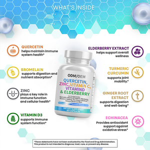 Suplemen pendukung imun <span class=keywords><strong>Quercetin</strong></span> seng Vitamin C Vitamin D bromelderain suplemen kesehatan - Product Image 3