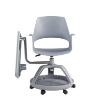 Chaise de formation ergonomique moderne Wangzuo en maille, pliable et pivotante, avec accoudoirs réglables et tablette/support d'écriture pour l'école, le bureau et l'hôpital