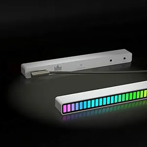 32บิต MIC ควบคุมเสียงระดับตัวบ่งชี้ LED ที่มีสีสัน VU Meter Light สเปกตรัมเสียงอลูมิเนียมบาร์