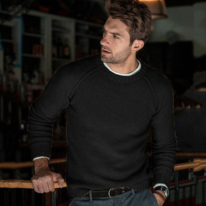PASUXI, venta al por mayor, suéter informal de talla grande de invierno para hombre, Tops de punto térmicos cómodos de Color sólido a la moda - Product Image 2