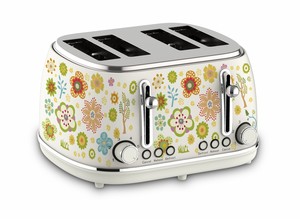 Tostadora BESTONE de 4 Rebanadas, Color Crema, Diseño Floral, Temporizador Mecánico, Función de Descongelar, Recalebar y Cancelar, Uso Doméstico - Product Image 2