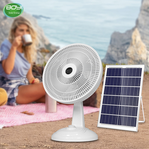 Ventilador de mesa solar de 15W Ventilador blanco de 3 velocidades con carga de CA CC para dormitorio Baño Hotel al aire libre Ventilador solar portátil de 15W - Product Image 4
