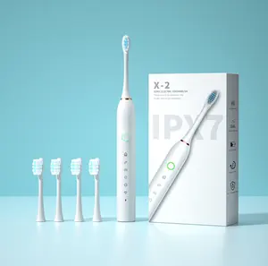Sikat gigi listrik ultrasonik, sikat gigi listrik pemutih dapat dicuci, sikat gigi dewasa berbulu lembut isi ulang USB